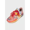 Leather sneakers in a bright print