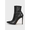 Leather stiletto ankle boots