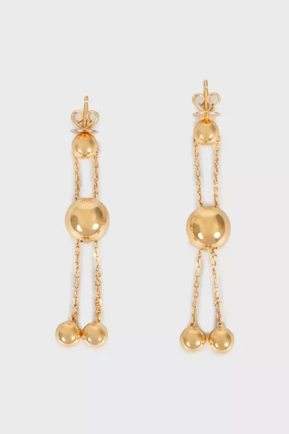 Gold drop earrings with balls