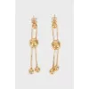 Gold drop earrings with balls