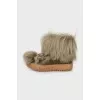 Fur lace-up boots