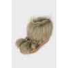 Fur lace-up boots
