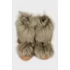 Fur lace-up boots