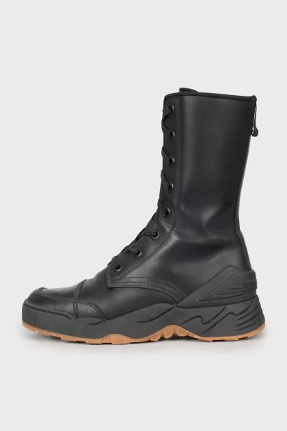 Leather lace-up boots