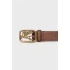 Leather belt with logo buckle