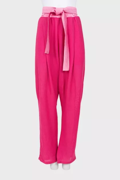 Silk trousers with belt