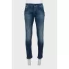 Men's dark blue button-down jeans