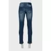 Men's dark blue button-down jeans