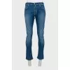 Men's blue jeans with yellow seam