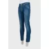 Men's blue jeans with yellow seam