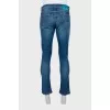 Men's blue jeans with yellow seam