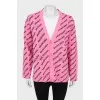 Pink cardigan with brand logo