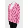Pink cardigan with brand logo