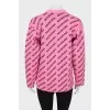 Pink cardigan with brand logo