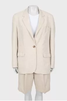 Beige cotton and linen suit