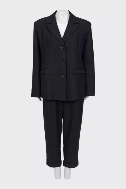 Navy blue suit with trousers