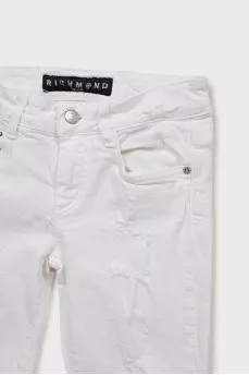 White distressed skinny jeans