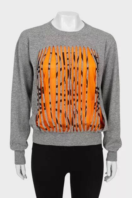 Decorated cashmere sweater