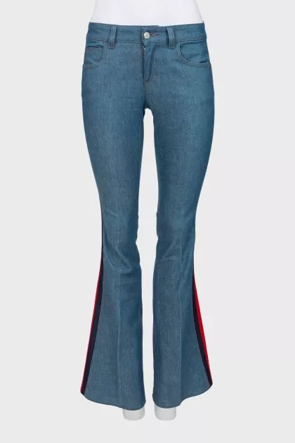 Flared jeans with stripes