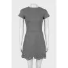 Gray dress with a patterned hem