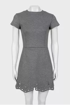 Gray dress with a patterned hem