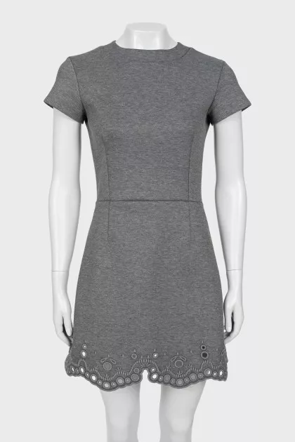 Gray dress with a patterned hem