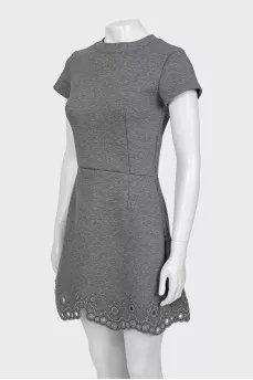 Gray dress with a patterned hem