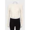 Cashmere sweater decorated with rhinestones