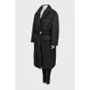 Black maxi down jacket with belt