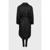 Black maxi down jacket with belt