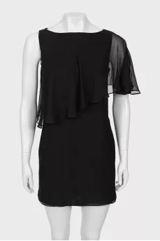 Silk black dress with frill