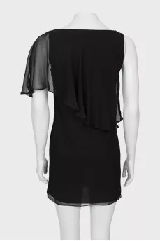 Silk black dress with frill