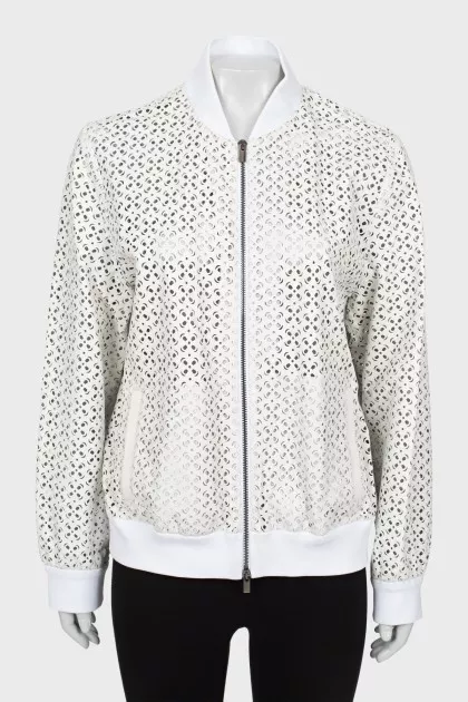 White leather jacket with perforations