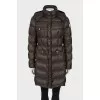 Dark green quilted down jacket