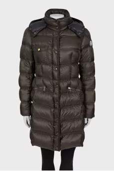 Dark green quilted down jacket