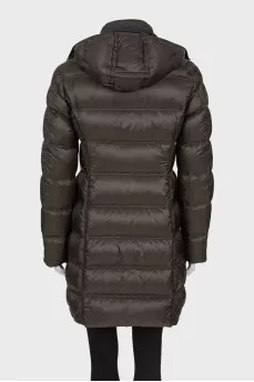 Dark green quilted down jacket