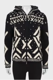 Wool black and white cardigan