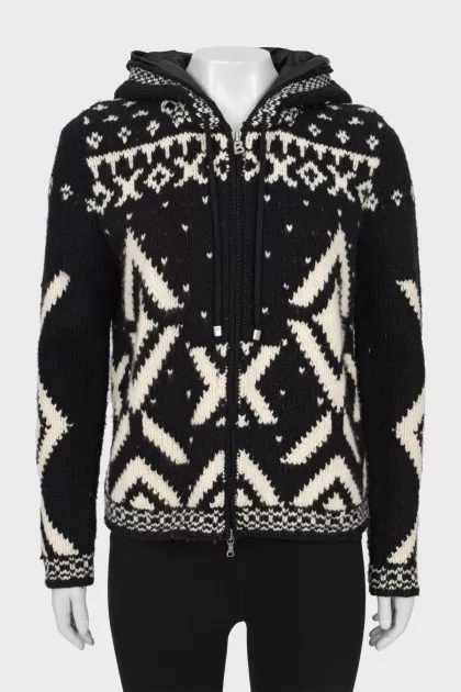 Wool black and white cardigan