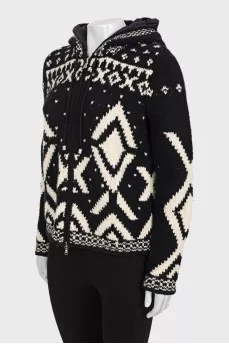 Wool black and white cardigan
