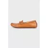 Leather loafers with gold hardware