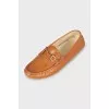 Leather loafers with gold hardware