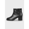 Leather block heel boots