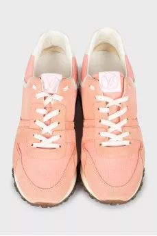 Pink suede sneakers