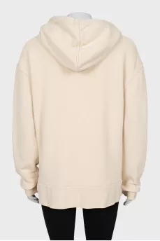 Beige hoodie with brand logo