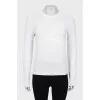 White sweater with brand logo