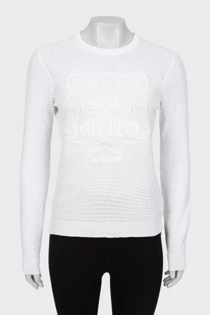 White sweater with brand logo