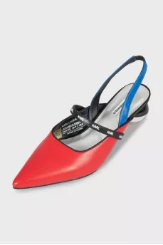 Leather slingbacks with figured heels