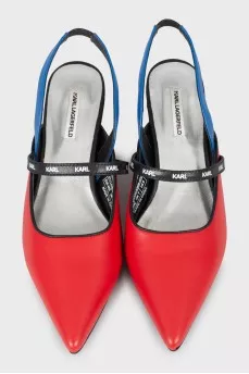 Leather slingbacks with figured heels