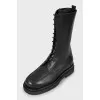 Leather boots with chunky soles