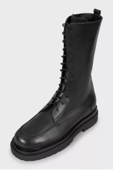 Leather boots with chunky soles